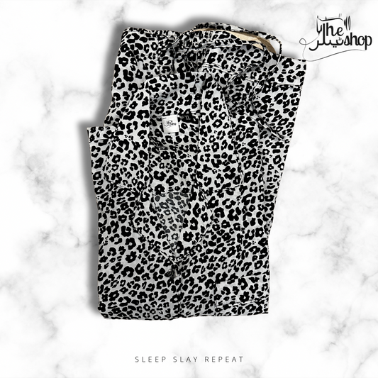 White Cheetah, Collared Shirt & Pjs Set